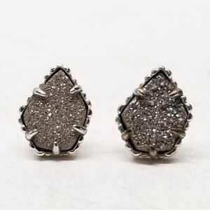 Kendra Scott Silver tone Platinum Drusy Tessa Stud Earrings